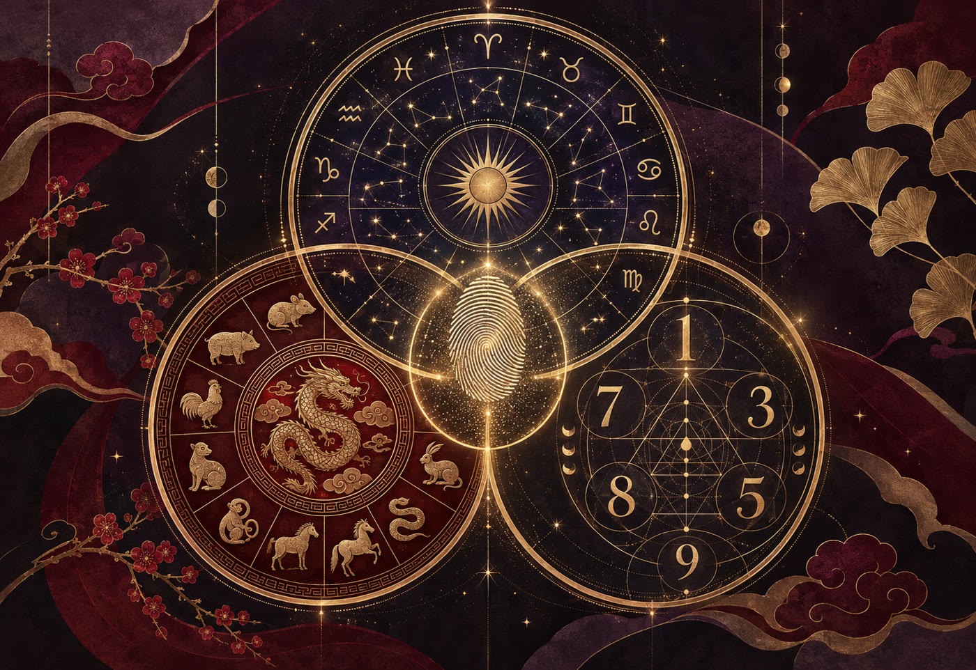 Astrologie occidentale, astrologie chinoise et numérologie réunies autour d'une empreinte — Empreinte Cosmique